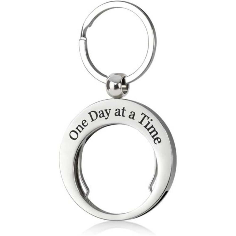 AA Coin Holder Keychain - Stainless Steel Double-Sided Keychain